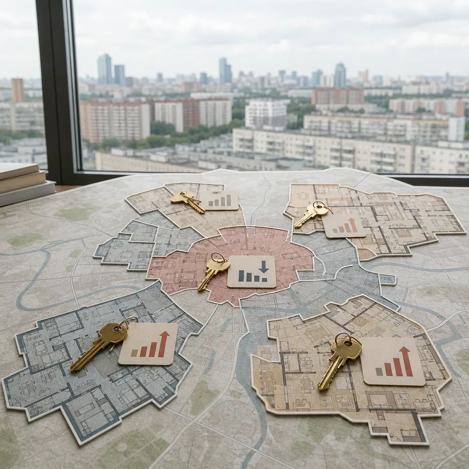 Аренда квартиры в Москве 2026: цены по округам и районам, сравнение за год