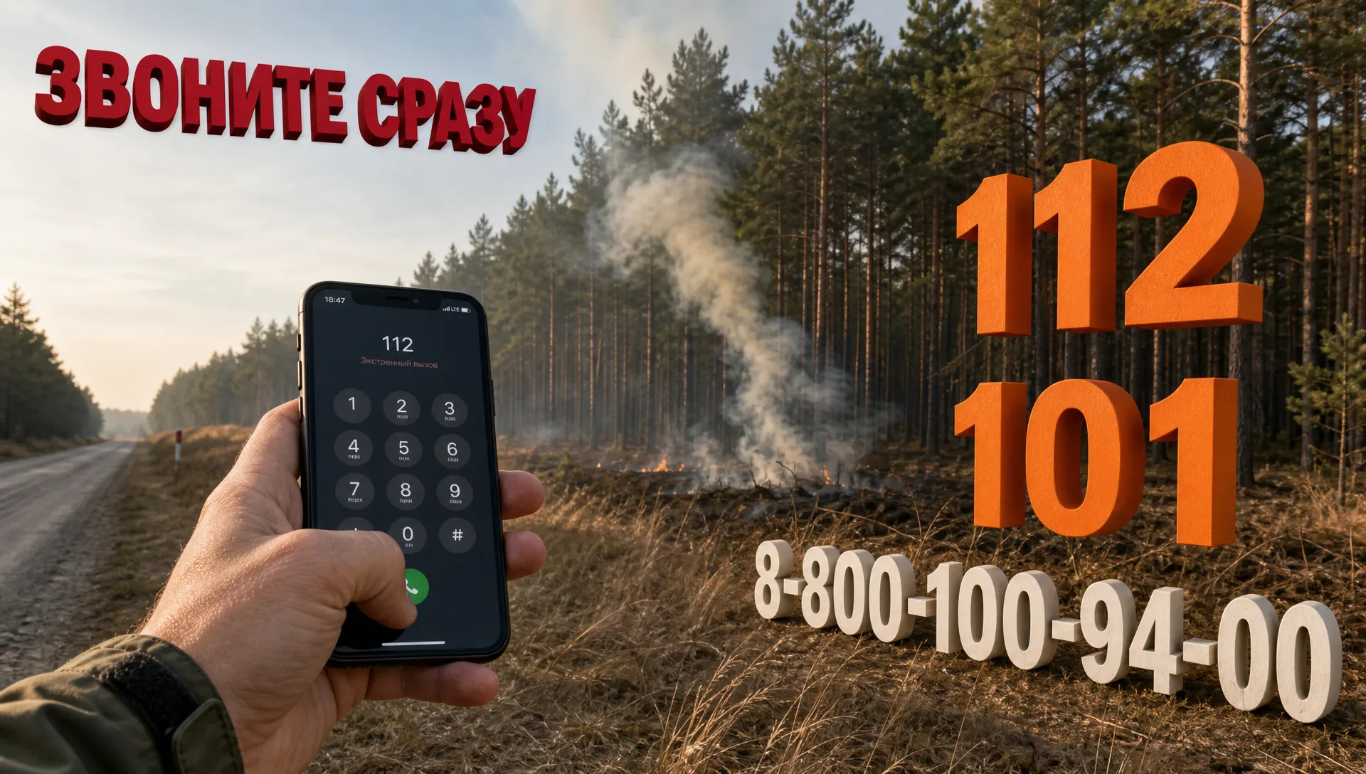 Куда звонить при лесном пожаре: 112, 101, лесная охрана
