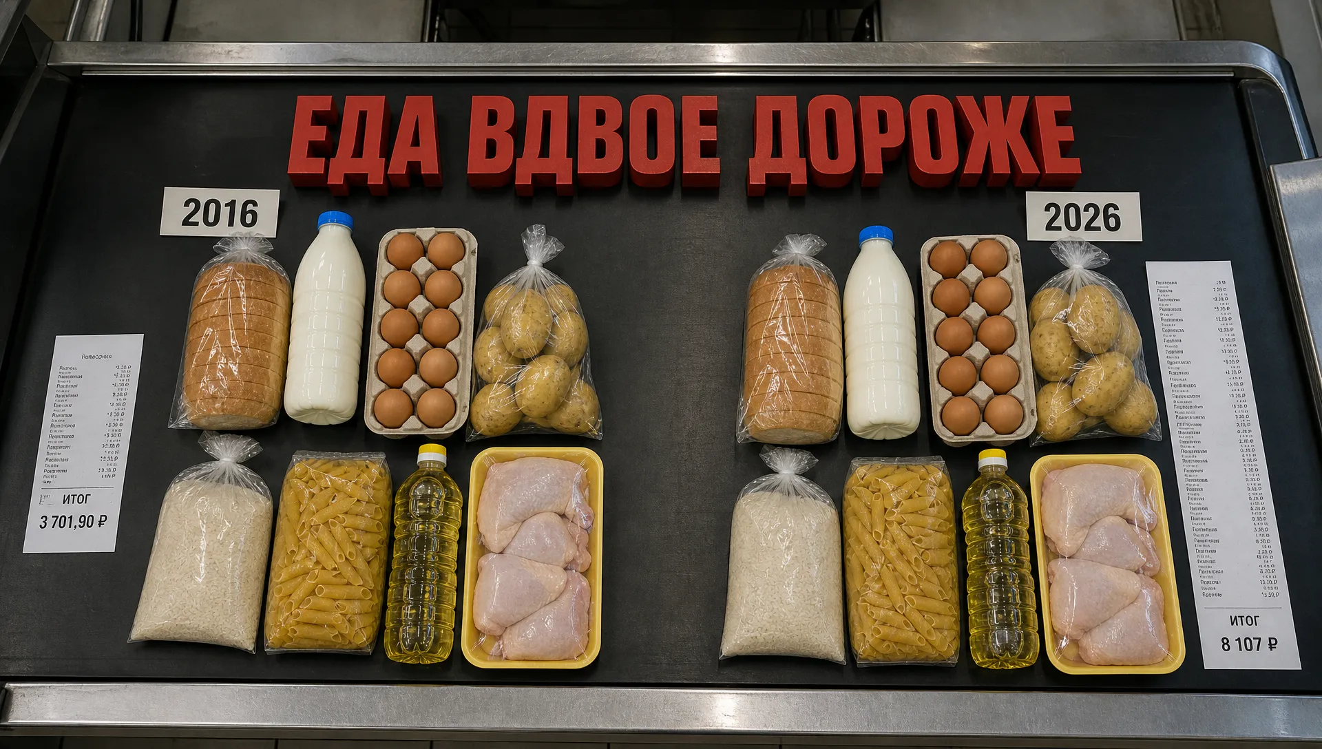 Рубль 2026: цены на продукты выросли вдвое за 10 лет