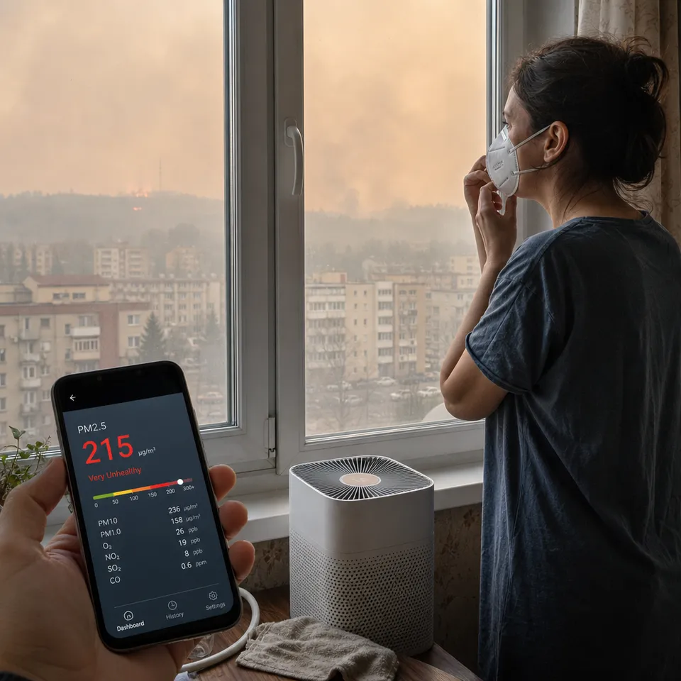 Качество воздуха при лесных пожарах: AQI и ПДК PM2.5