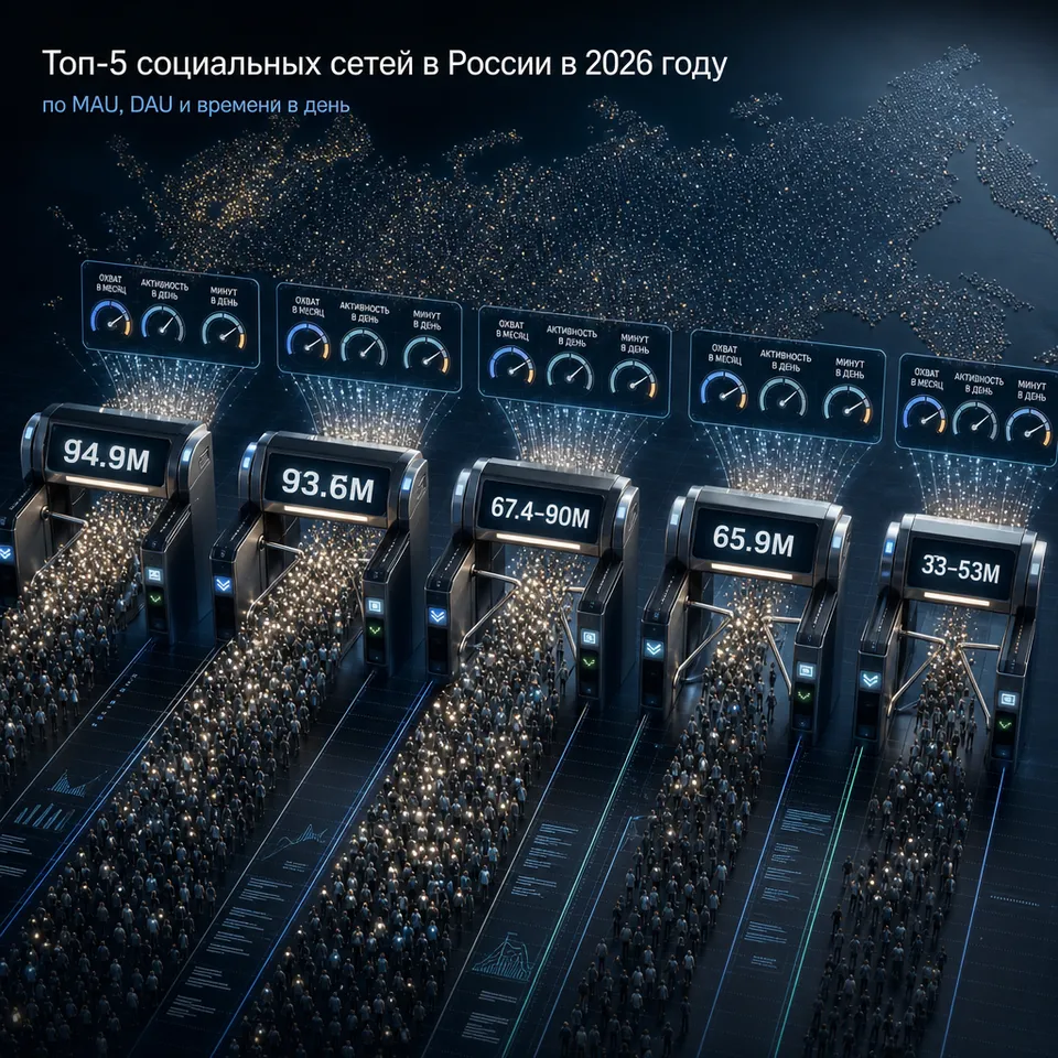 ТОП-5 соцсетей в России 2026: рейтинг по MAU и DAU