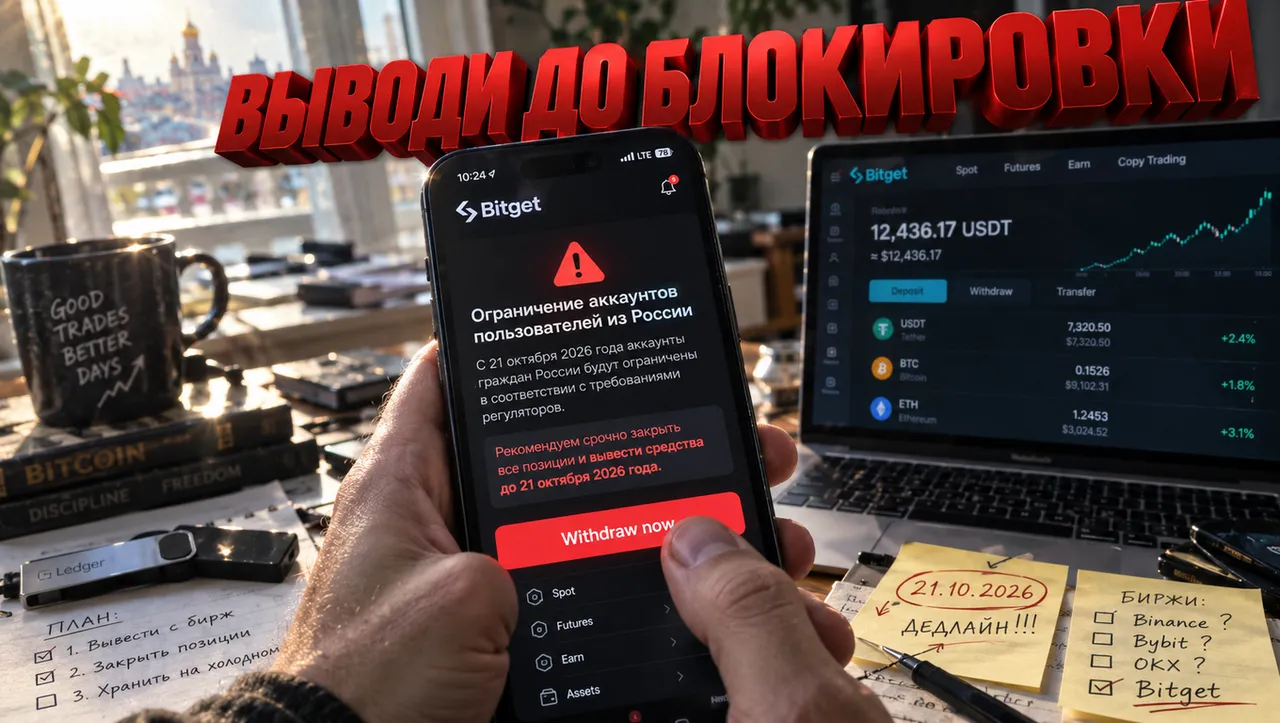Bitget уходит из РФ: как вывести криптоактивы до блокировки